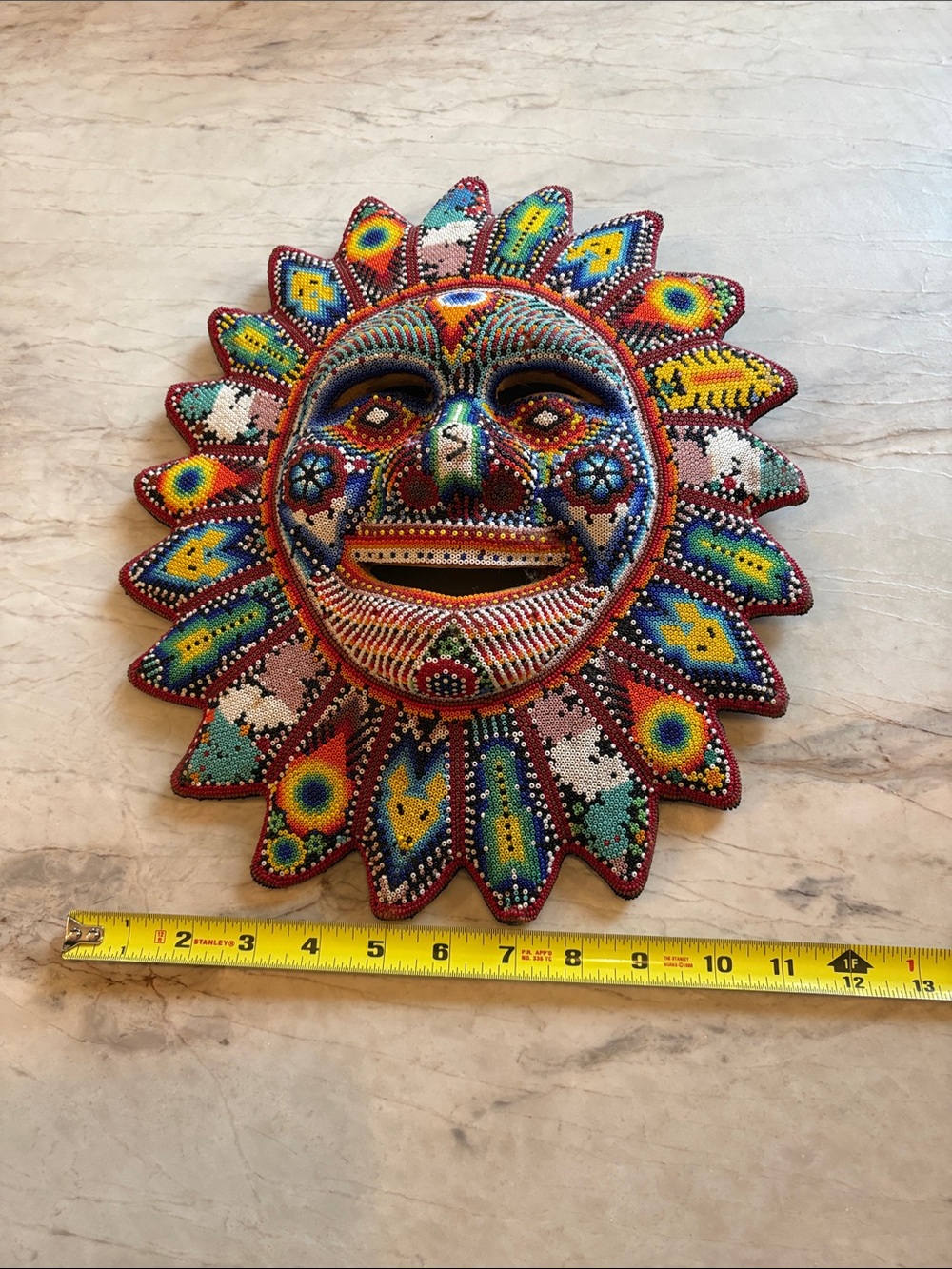 Huichol Beaded Sun - Multicolor Mexican Folk Mask - Picture 12 of 12